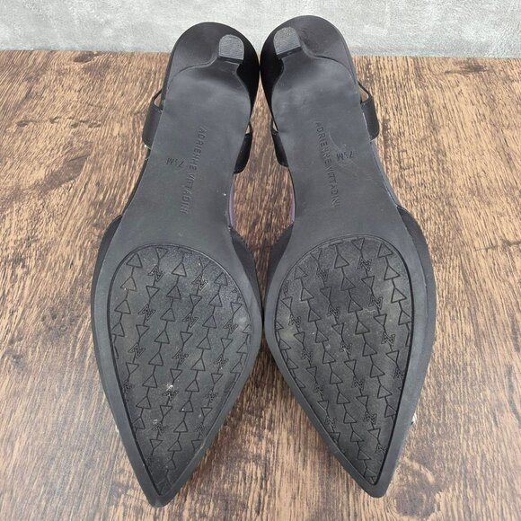 Adrienne Vittadini Suza Slingback Kitten Heels 7.5 Black Pearl Rhinestone Formal - Picture 12 of 15